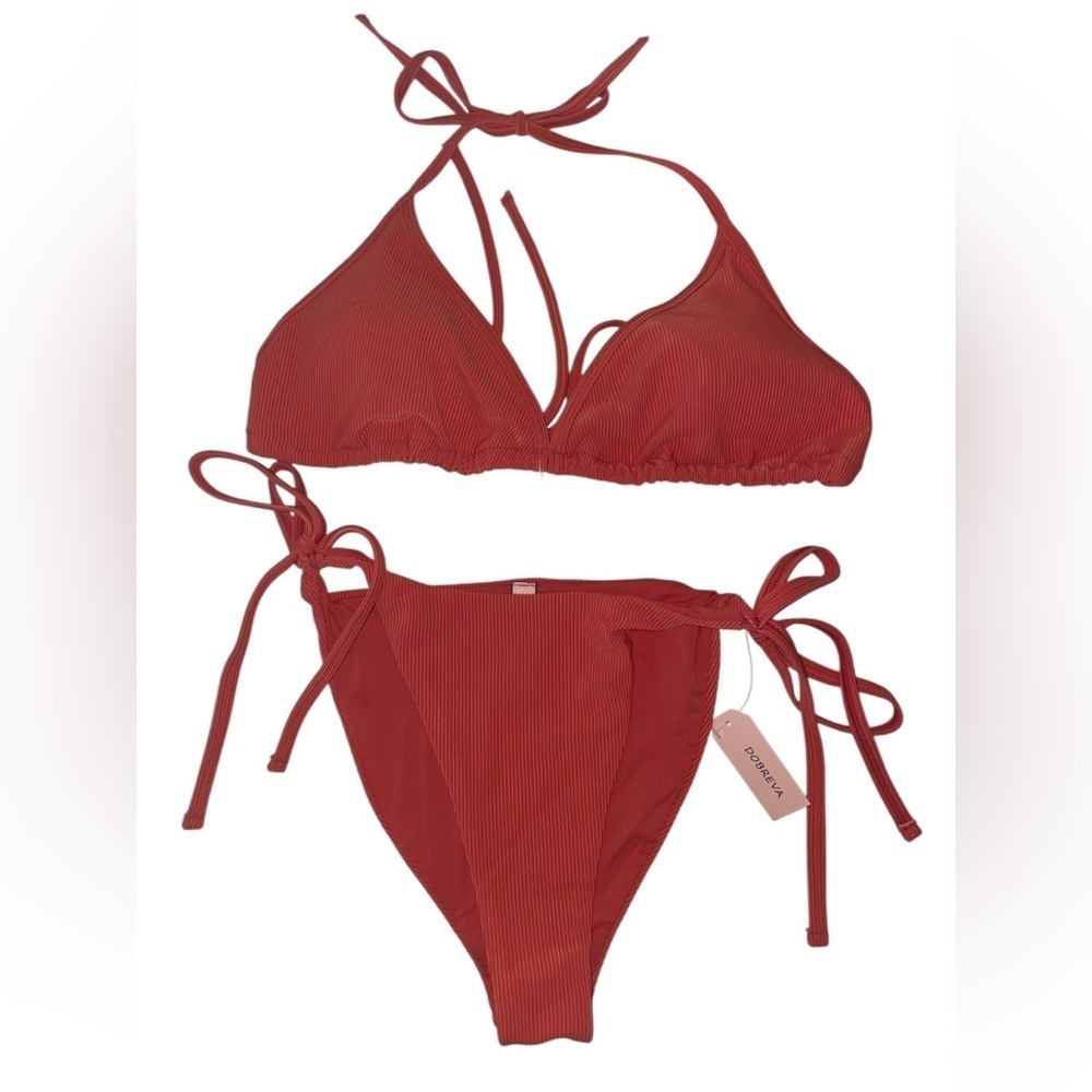 Dobreva Sunstone Orange String Bikini Set Triangle